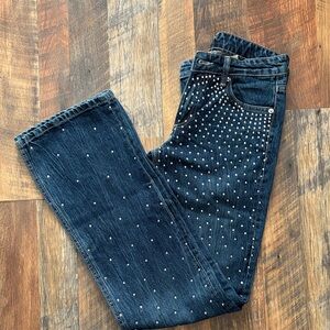 Zara Dark Blue Studded Straight Leg Jeans